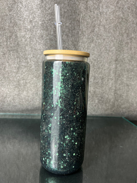 Glas GlamCup "Schwarz Grün 450ml"